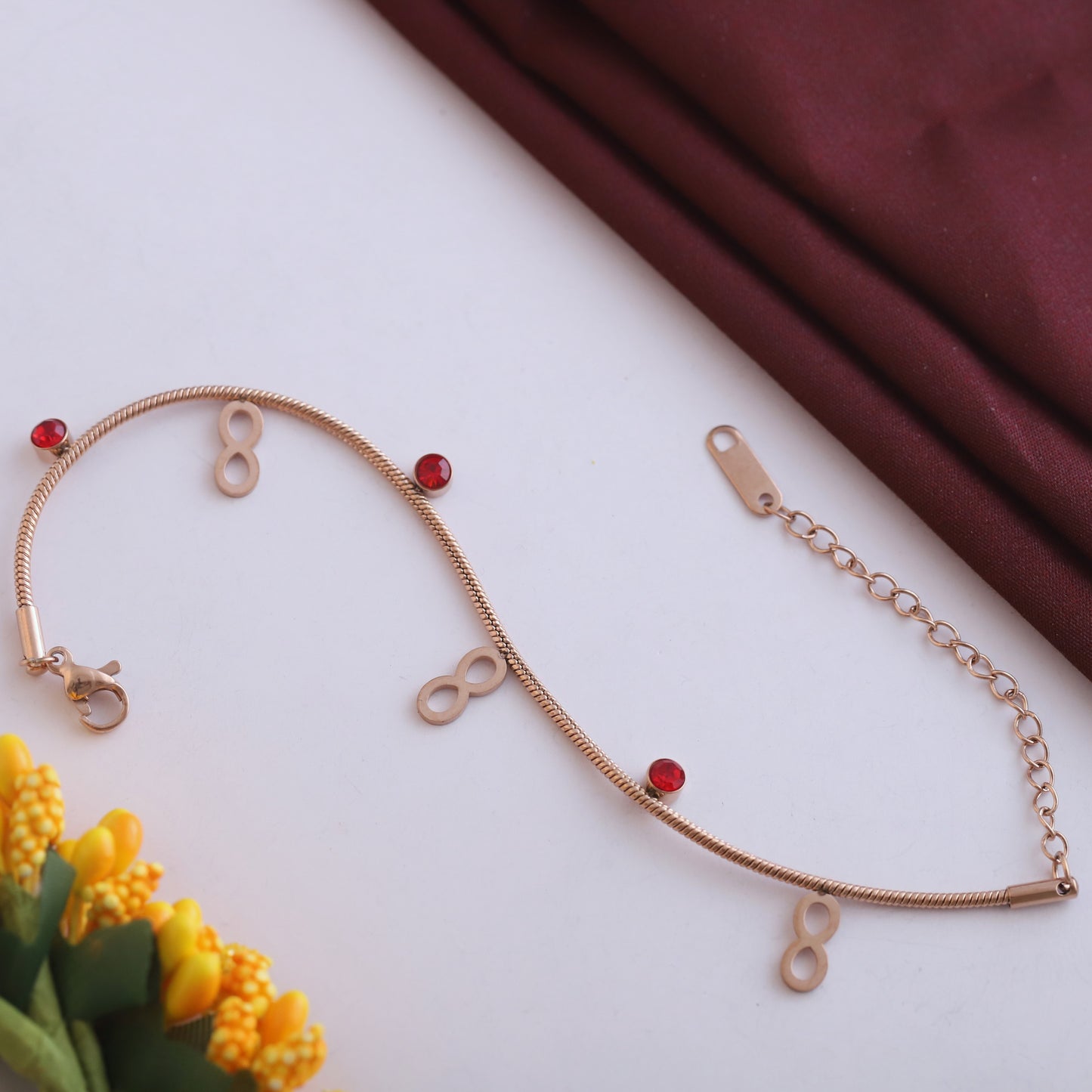 Demi-Fine Rose Gold Double Chain Bracelet | Infinity Charm Gift for Her
