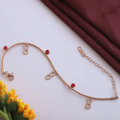 Demi-Fine Rose Gold Double Chain Bracelet | Infinity Charm Gift for Her