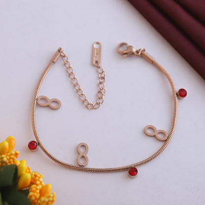 Demi-Fine Rose Gold Double Chain Bracelet | Infinity Charm Gift for Her