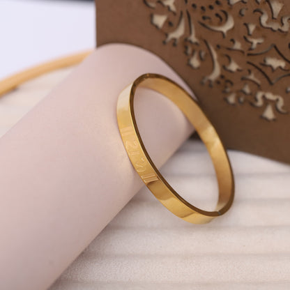 Engraved Ram Name Gold Bangle for Men | Simple Religious Bracelet