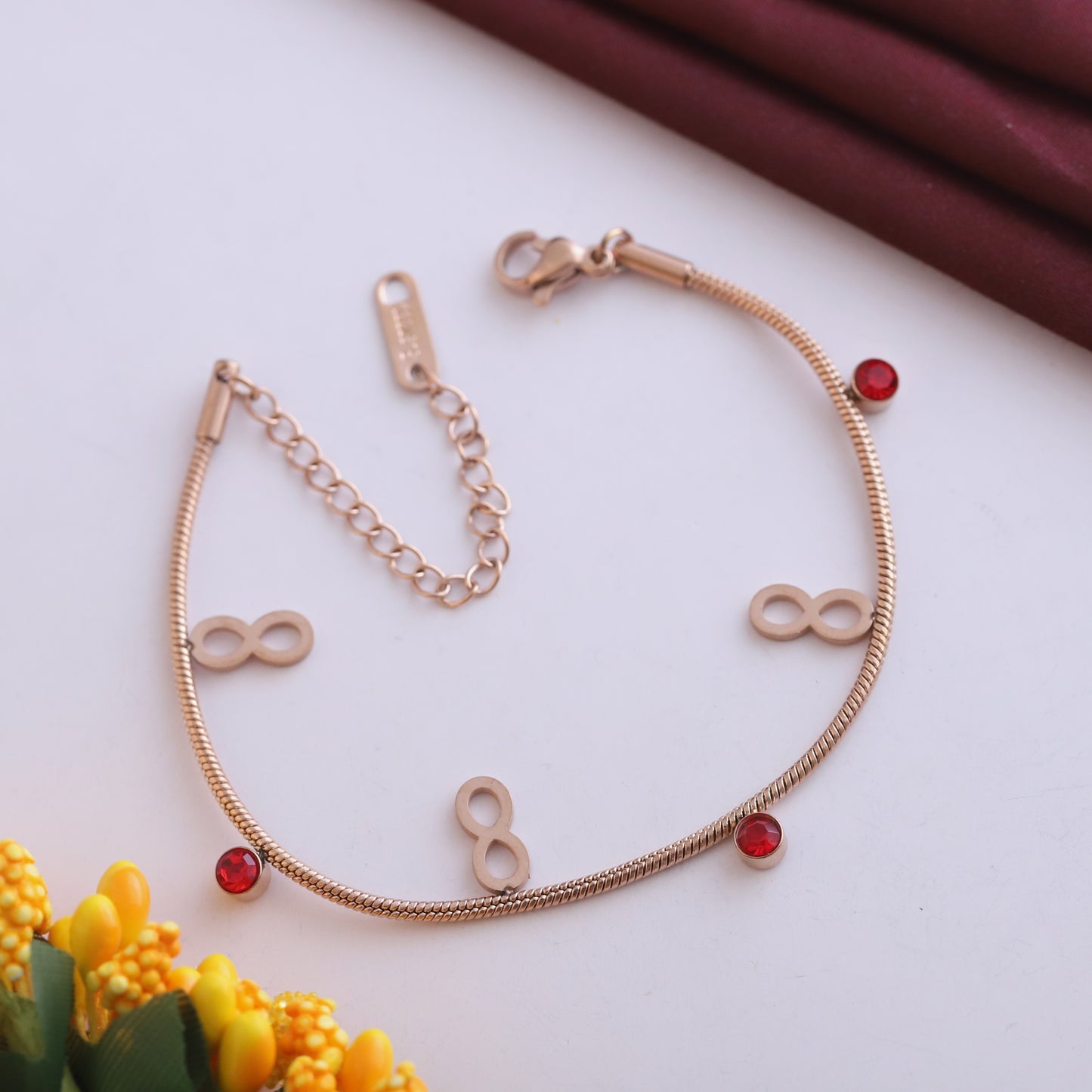 Demi-Fine Rose Gold Double Chain Bracelet | Infinity Charm Gift for Her