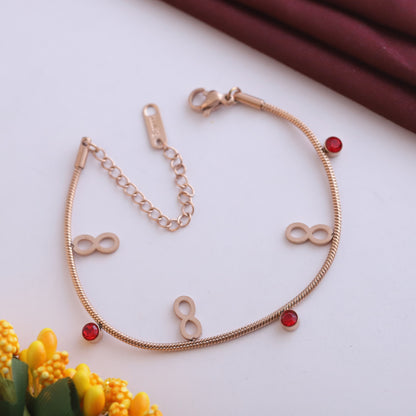 Demi-Fine Rose Gold Double Chain Bracelet | Infinity Charm Gift for Her