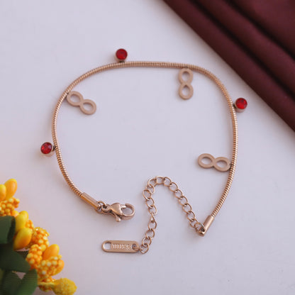 Demi-Fine Rose Gold Double Chain Bracelet | Infinity Charm Gift for Her
