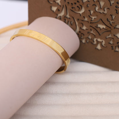 Engraved Ram Name Gold Bangle for Men | Simple Religious Bracelet