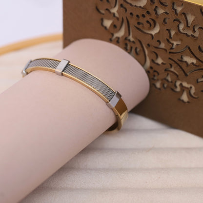 Men's Gold & Silver Mesh Bracelet | Stainless Steel Two-Tone Jewelry