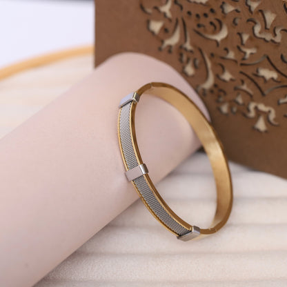 Men's Gold & Silver Mesh Bracelet | Stainless Steel Two-Tone Jewelry