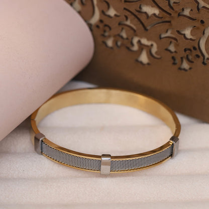 Men's Gold & Silver Mesh Bracelet | Stainless Steel Two-Tone Jewelry