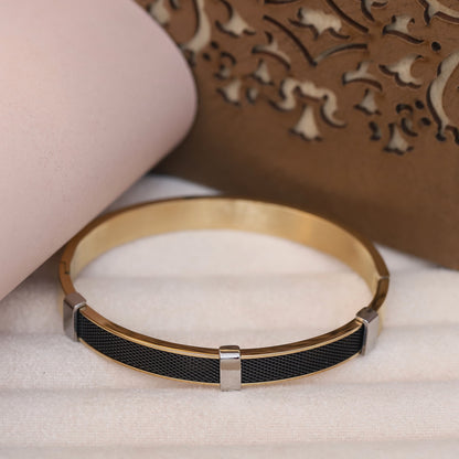 Men's Gold & Black Mesh Bracelet | Two-Tone Stainless Steel Jewelry