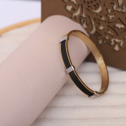 Men's Gold & Black Mesh Bracelet | Two-Tone Stainless Steel Jewelry