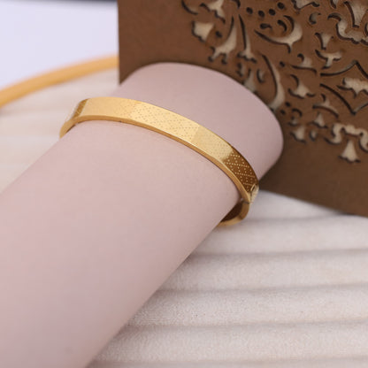 Elegant Men's Gold Bangle | Dotted Texture Solid Design