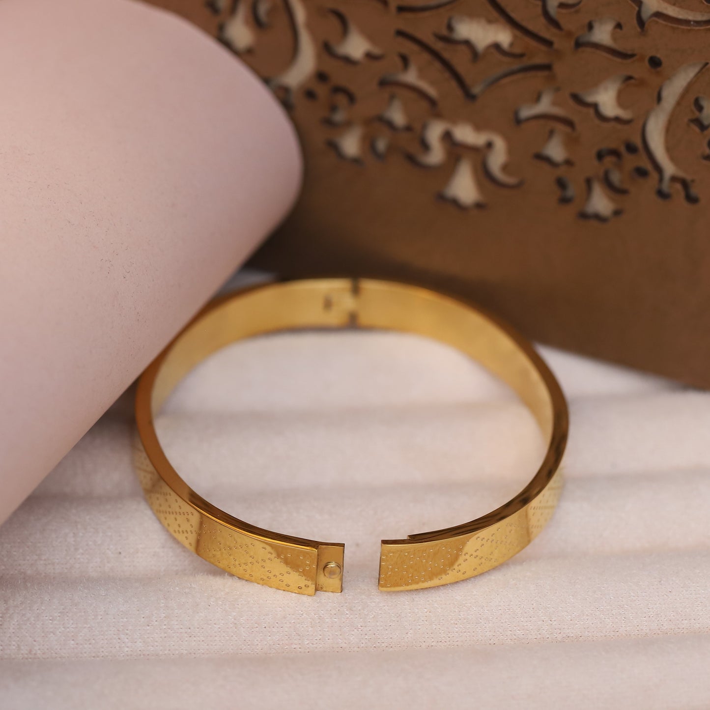 Elegant Men's Gold Bangle | Dotted Texture Solid Design