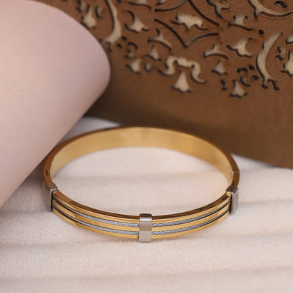 Men's Gold & Silver Cable Bracelet | Two-Tone Stainless Steel Bangle