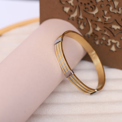 Men's Gold & Silver Cable Bracelet | Two-Tone Stainless Steel Bangle