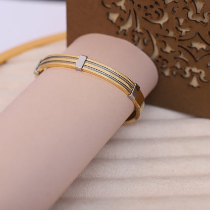 Men's Gold & Silver Cable Bracelet | Two-Tone Stainless Steel Bangle