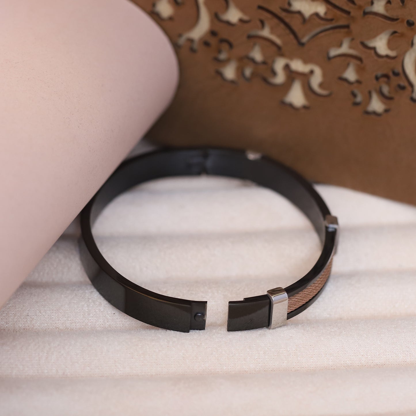 Men's Rose Gold & Black Tri-Cable Bracelet | Modern Stainless Steel Jewelry