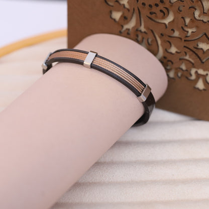 Men's Rose Gold & Black Tri-Cable Bracelet | Modern Stainless Steel Jewelry