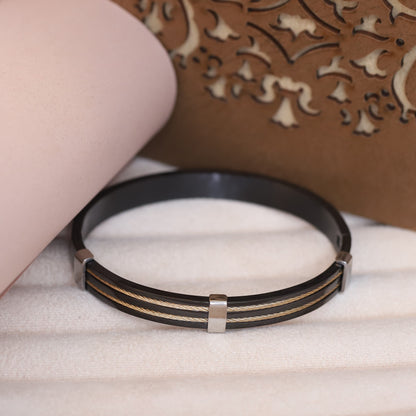 Modern Black and Gold Wire Bracelet - Sleek, Minimalist, and Stylish.