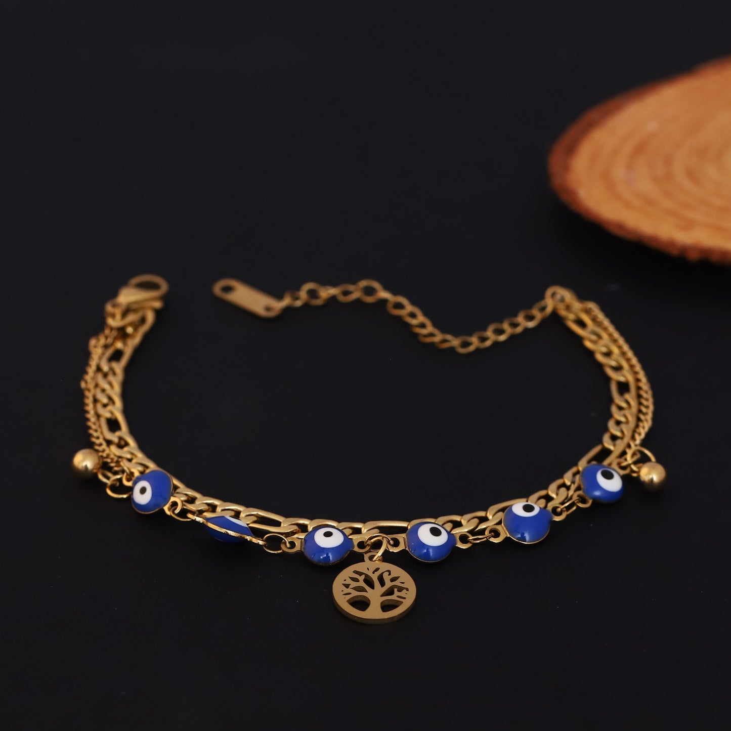 Gold Layered Tree of Life & Evil Eye Bracelet - Protection & Spiritual Jewelry