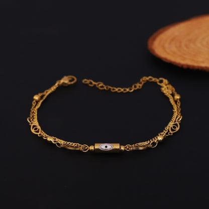 Gold Layered Evil Eye Bracelet - Minimalist Protection Charm Jewelry