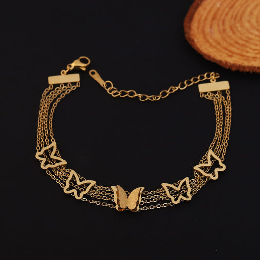 Elegant Butterfly Multi-Layer Gold Chain Bracelet