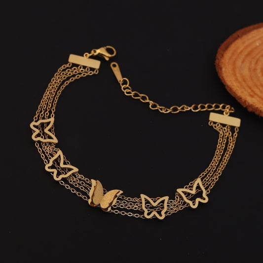Elegant Butterfly Multi-Layer Gold Chain Bracelet