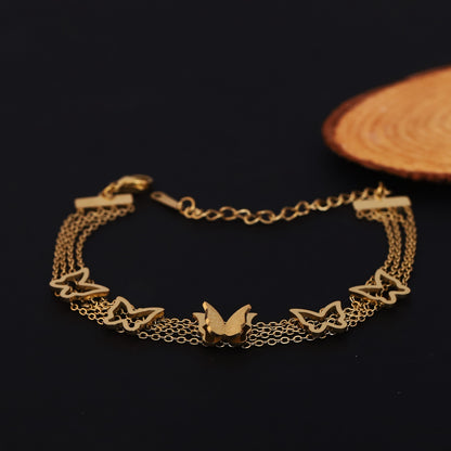 Elegant Butterfly Multi-Layer Gold Chain Bracelet