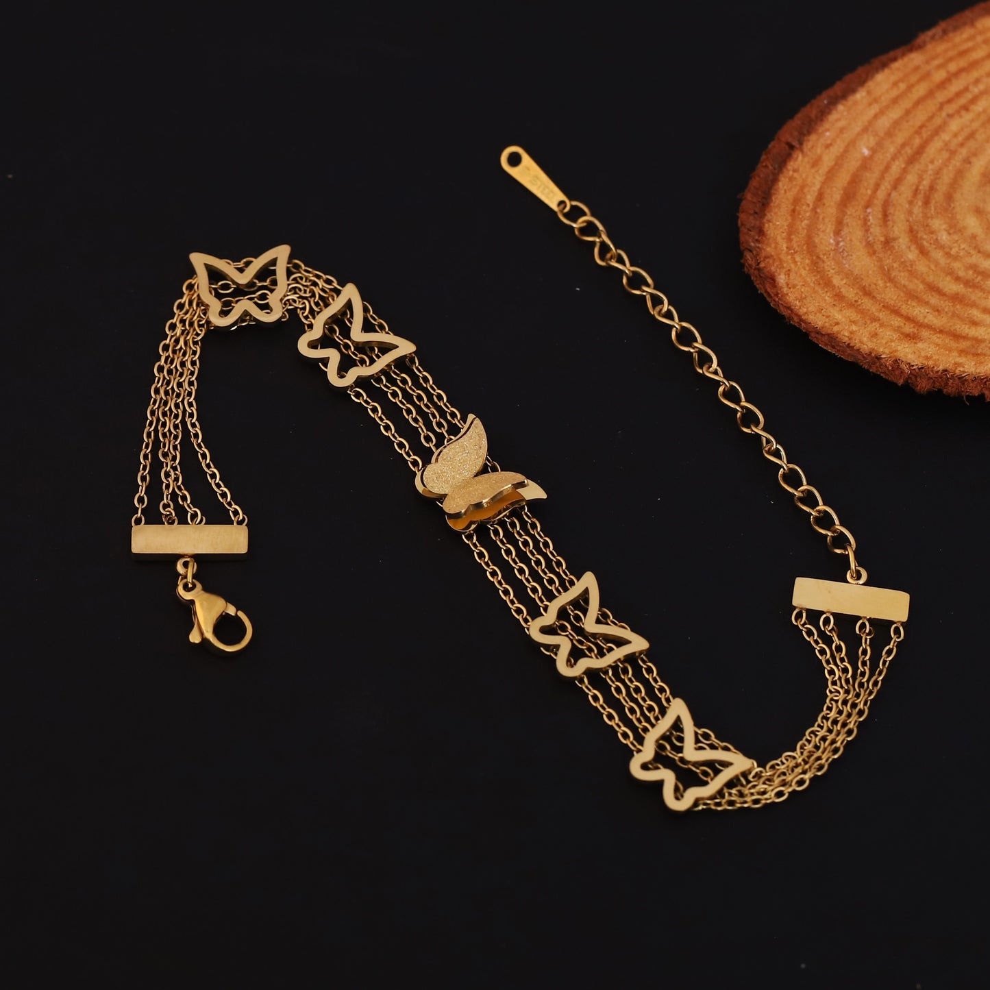 Elegant Butterfly Multi-Layer Gold Chain Bracelet