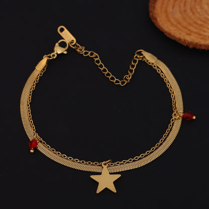 Twinkling Star Gold Herringbone Chain Bracelet for Women