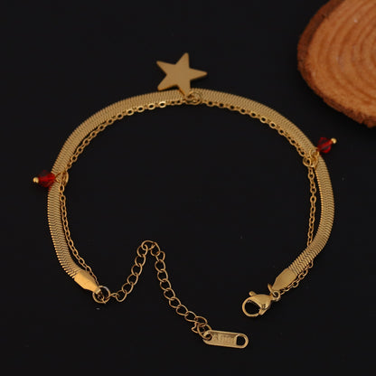 Twinkling Star Gold Herringbone Chain Bracelet for Women