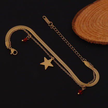 Twinkling Star Gold Herringbone Chain Bracelet for Women