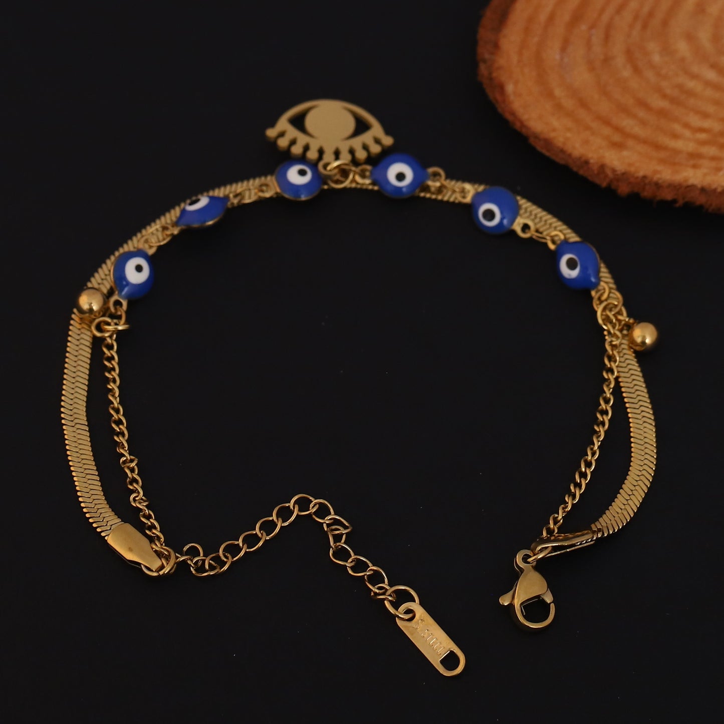 Gold Evil Eye Charm Bracelet - Layered Protection Jewelry for Women