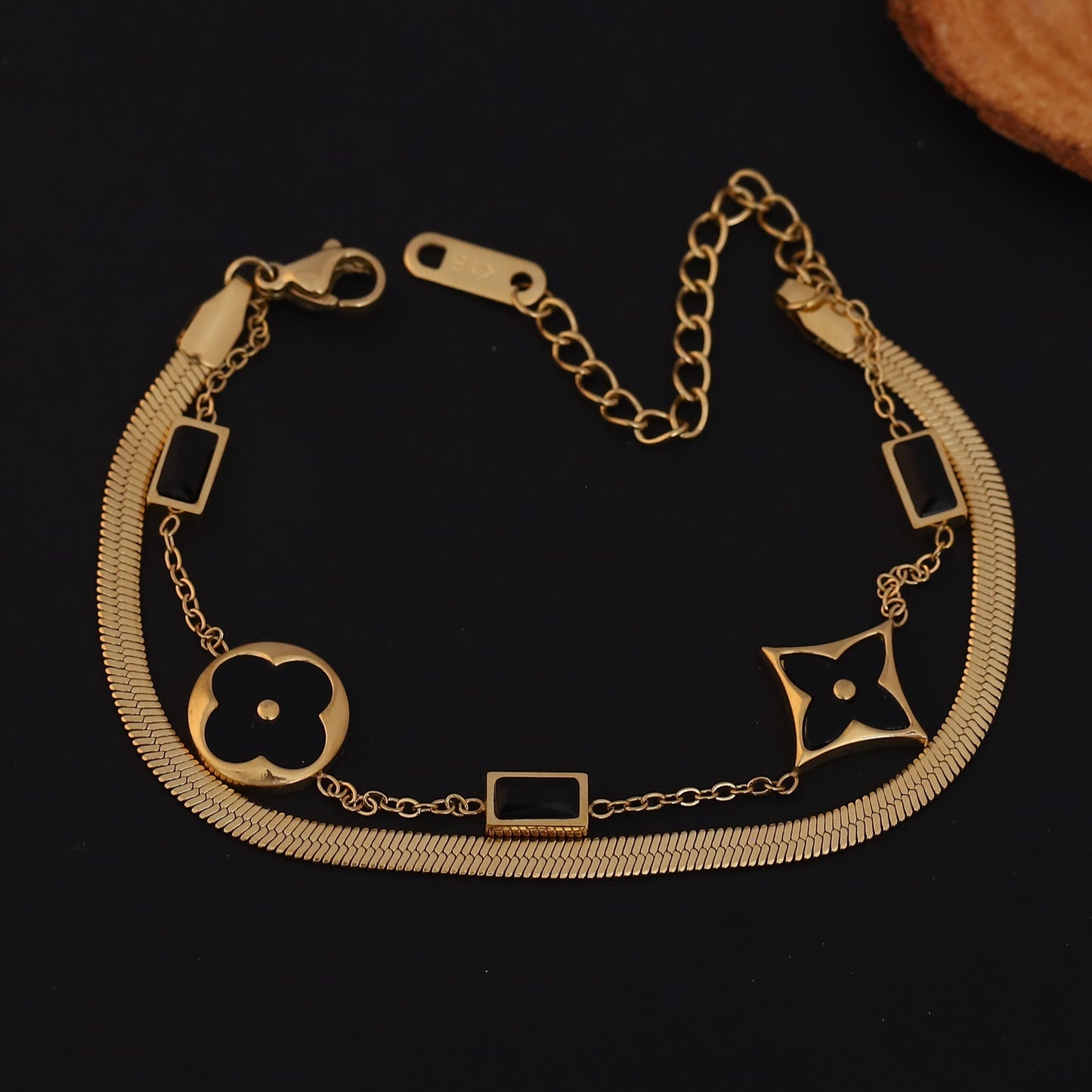 Chic Clover & Geometric Gold Chain Bracelet for Women