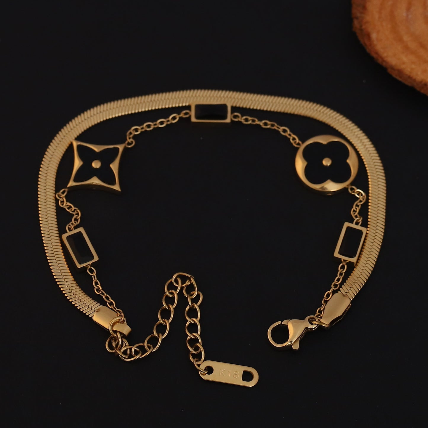 Chic Clover & Geometric Gold Chain Bracelet for Women