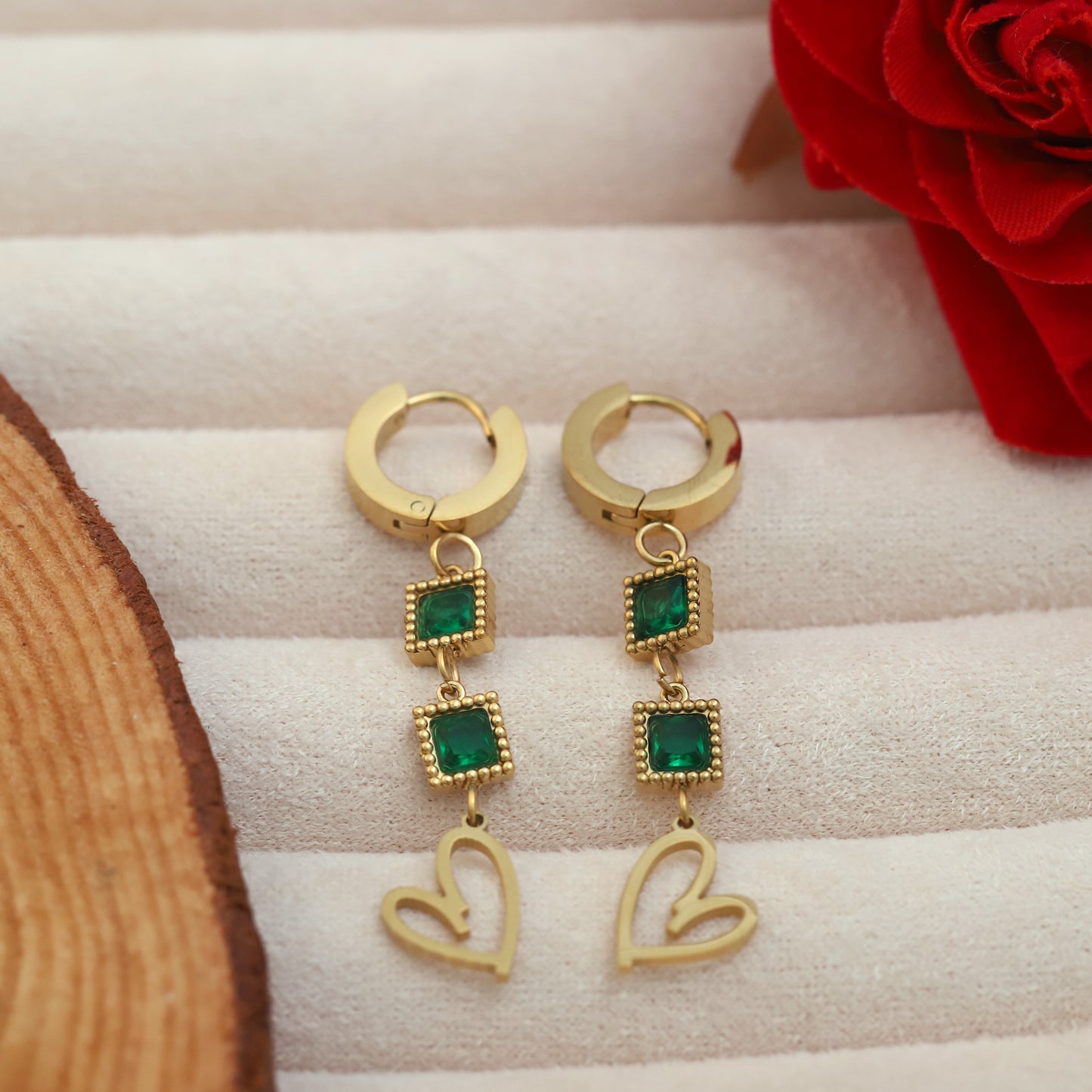 Gold Plated Stainless Steel Drop Earrings