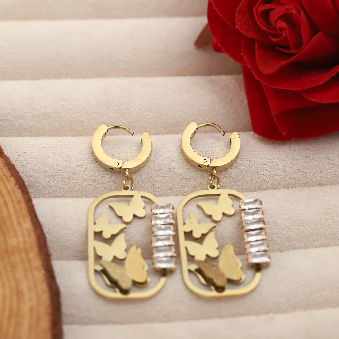 Gold Plated Stainless Steel Hanging Earrings