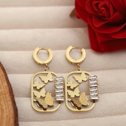 Gold Plated Stainless Steel Hanging Earrings