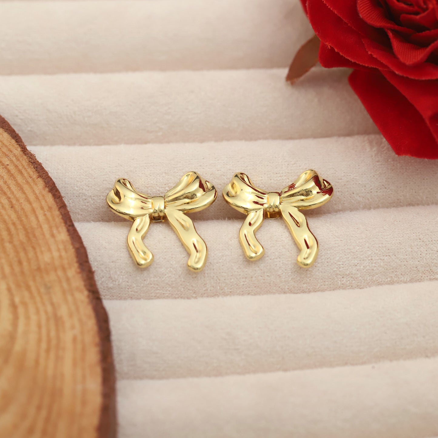 Elegant Gold Bow Hoops