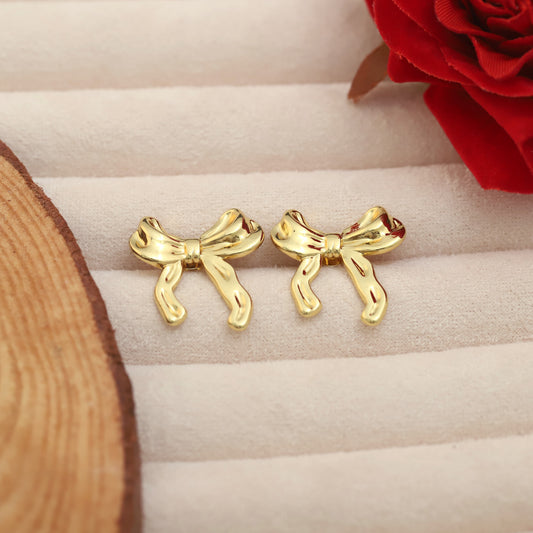Elegant Gold Bow Hoops