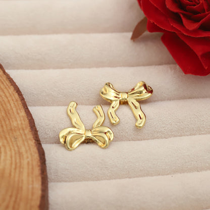 Elegant Gold Bow Hoops