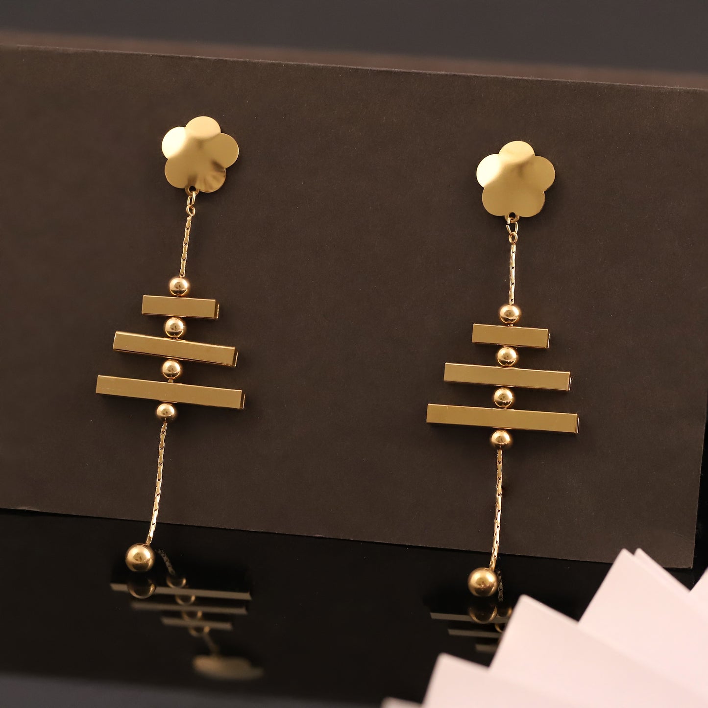 Modern Gold Geometric Drop Earrings - Abstract Linear Dangle Earrings - Contemporary Jewelry