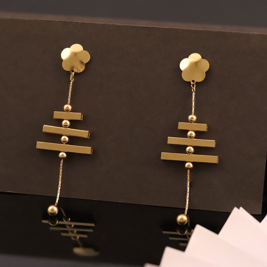 Modern Gold Geometric Drop Earrings - Abstract Linear Dangle Earrings - Contemporary Jewelry