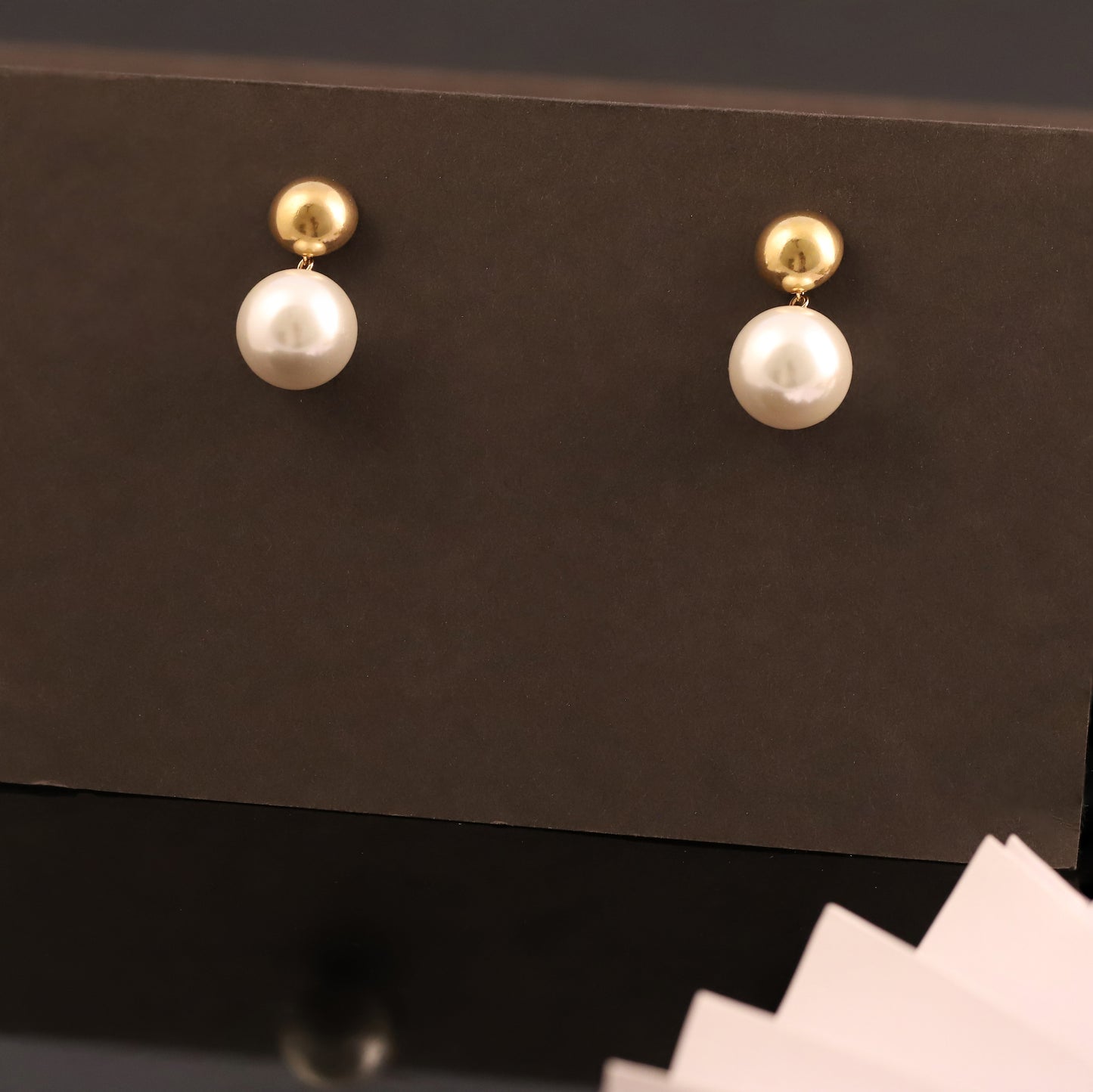 Elegant Pearl & Gold Drop Earrings - Classic Dangle Jewelry for Women