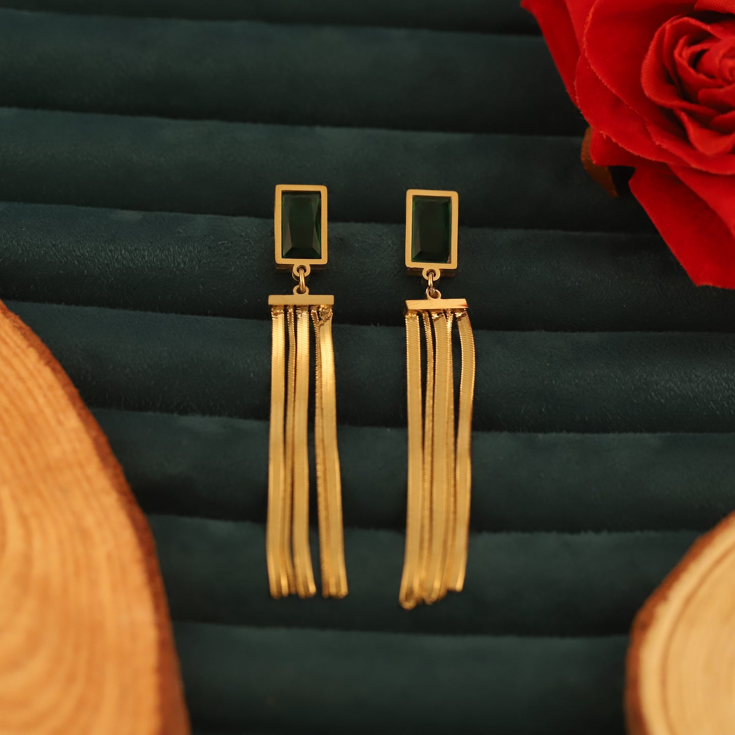 Long Gold Chain Drop Earrings
