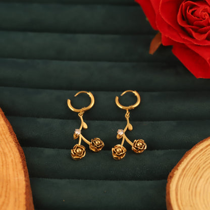 Gold Plated Stainless Steel Drop Earrings