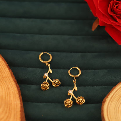 Gold Plated Stainless Steel Drop Earrings