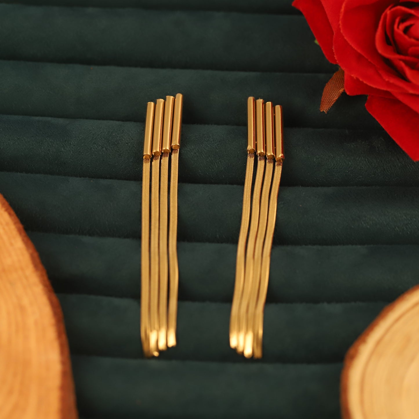 Golden Cascade Drops Earrings