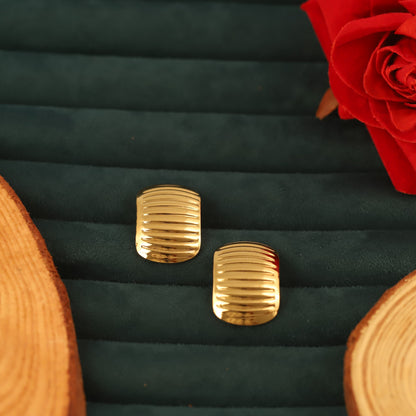 Chic Gold Ribbed Dome Stud Earrings