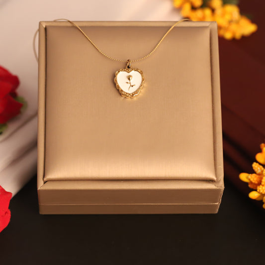 Dainty 22K Gold Plated Stainless Steel Floral Heart MOP Necklace