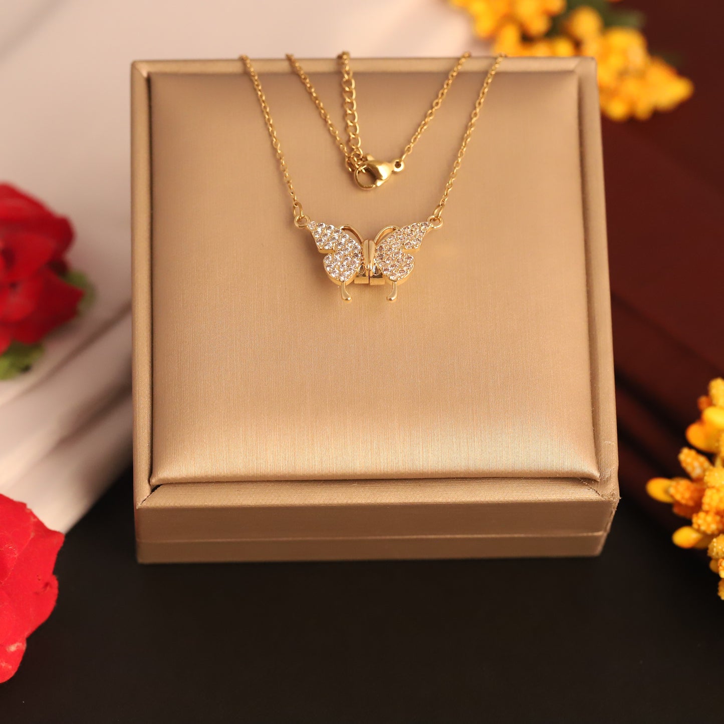 Magnetic Zircon Butterfly Pendant