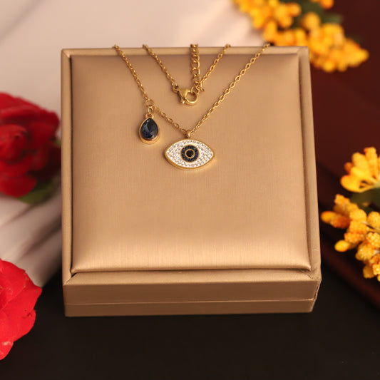 Durable 22K Gold Plated Stainless Steel Evil Eye Chain Pendant